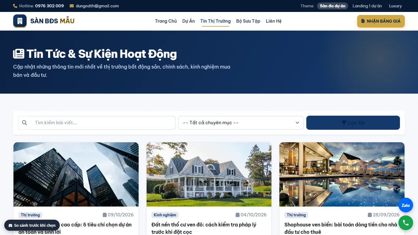 Web Bất động sản – Tin tức (máy tính)
