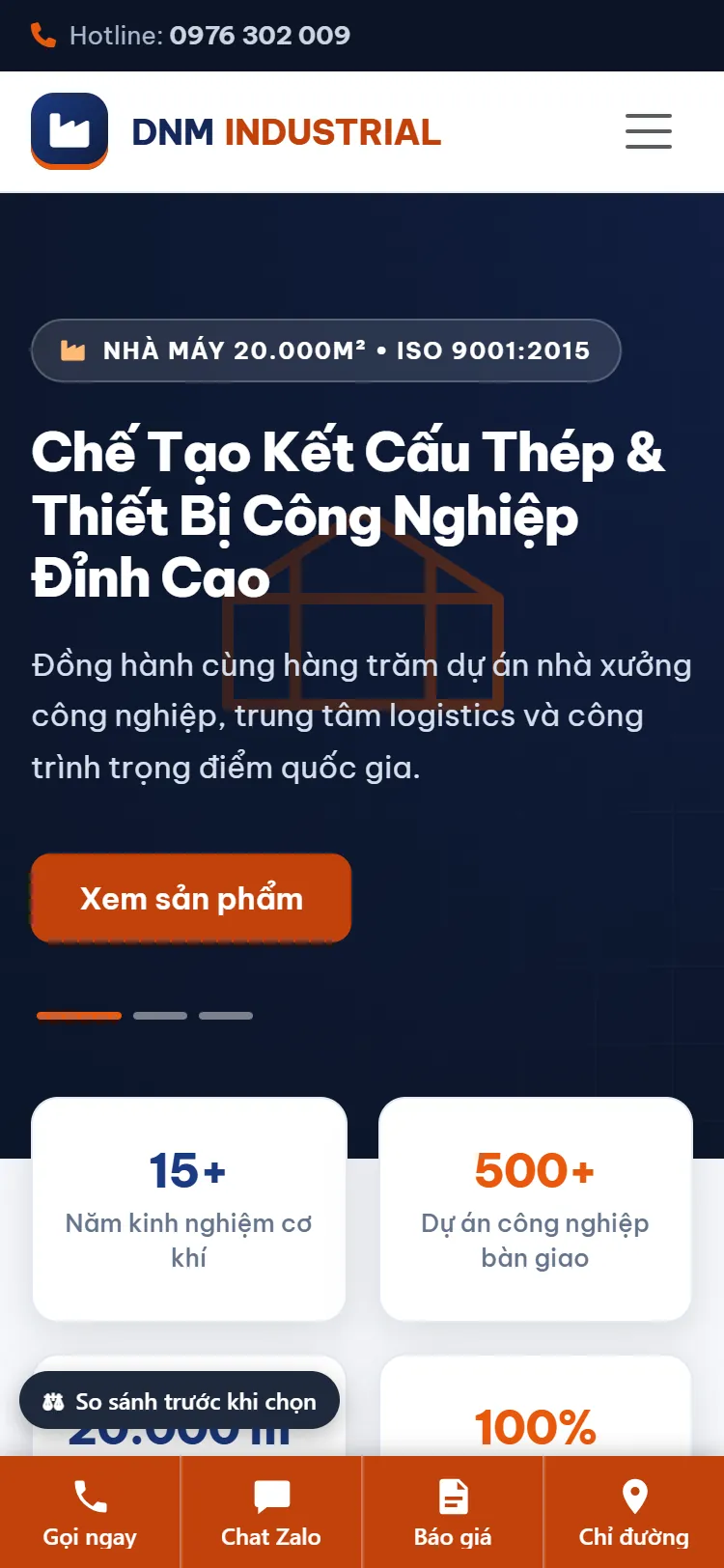 Web Doanh nghiệp & Sản xuất – Trang chủ (điện thoại)