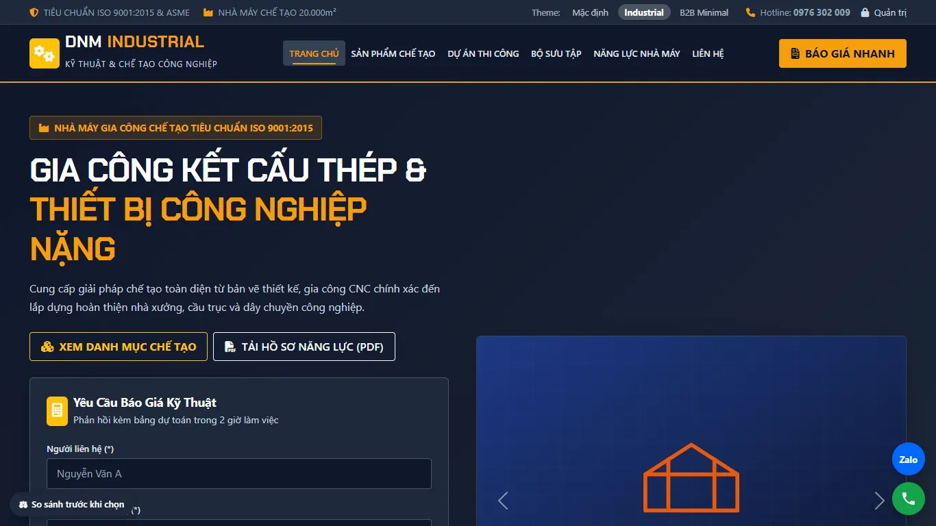Web Doanh nghiệp & Sản xuất – Giao diện thứ hai (máy tính)