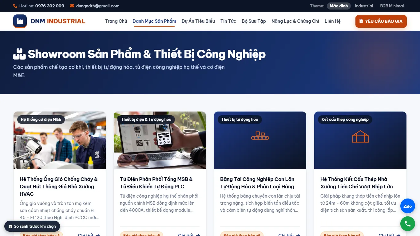 Web Doanh nghiệp & Sản xuất – Danh sách sản phẩm (máy tính)