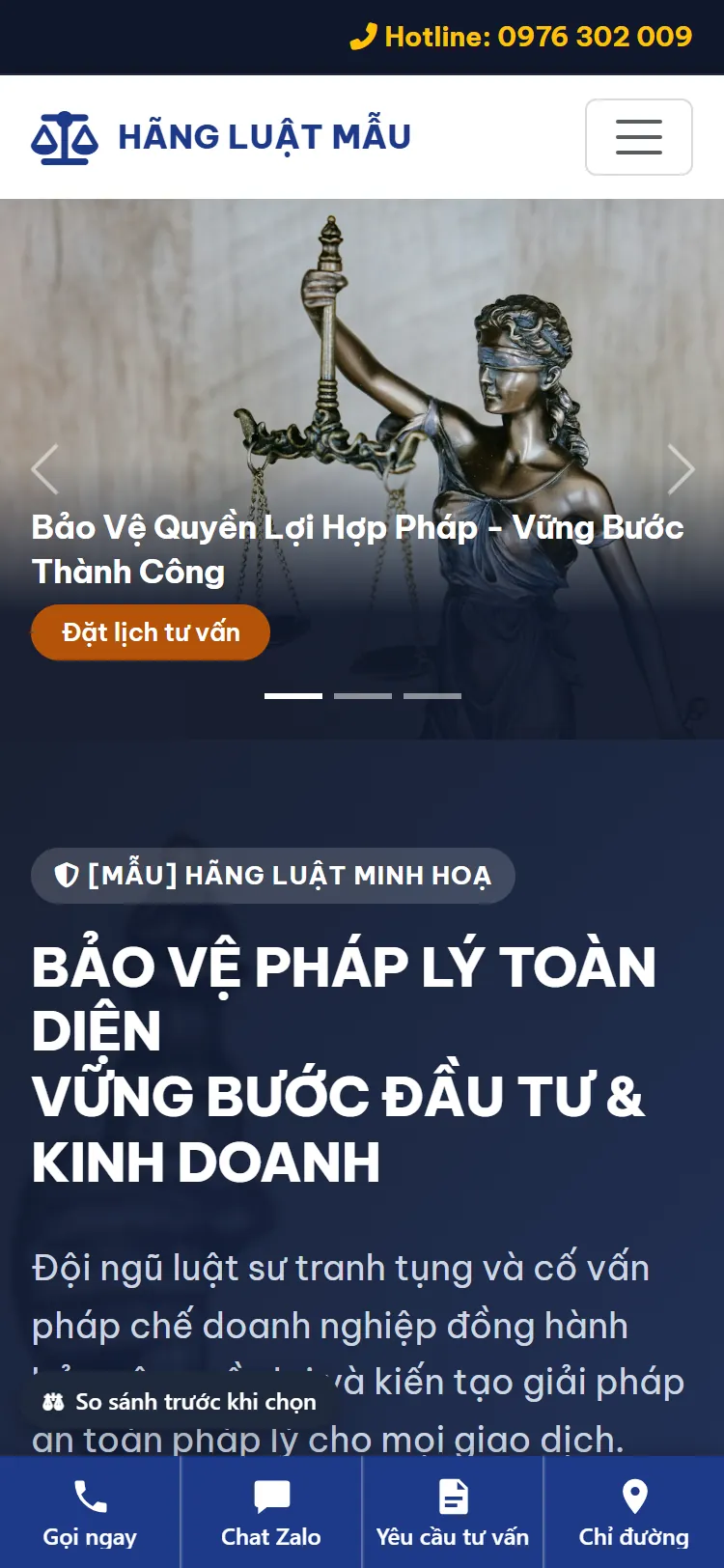 Web Văn phòng Luật sư – Trang chủ (điện thoại)