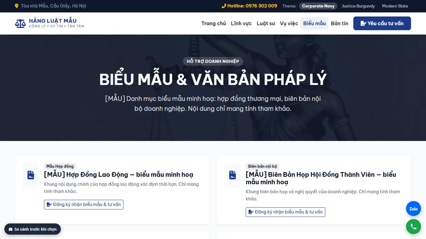 Web Văn phòng Luật sư – Tài liệu biểu mẫu (máy tính)