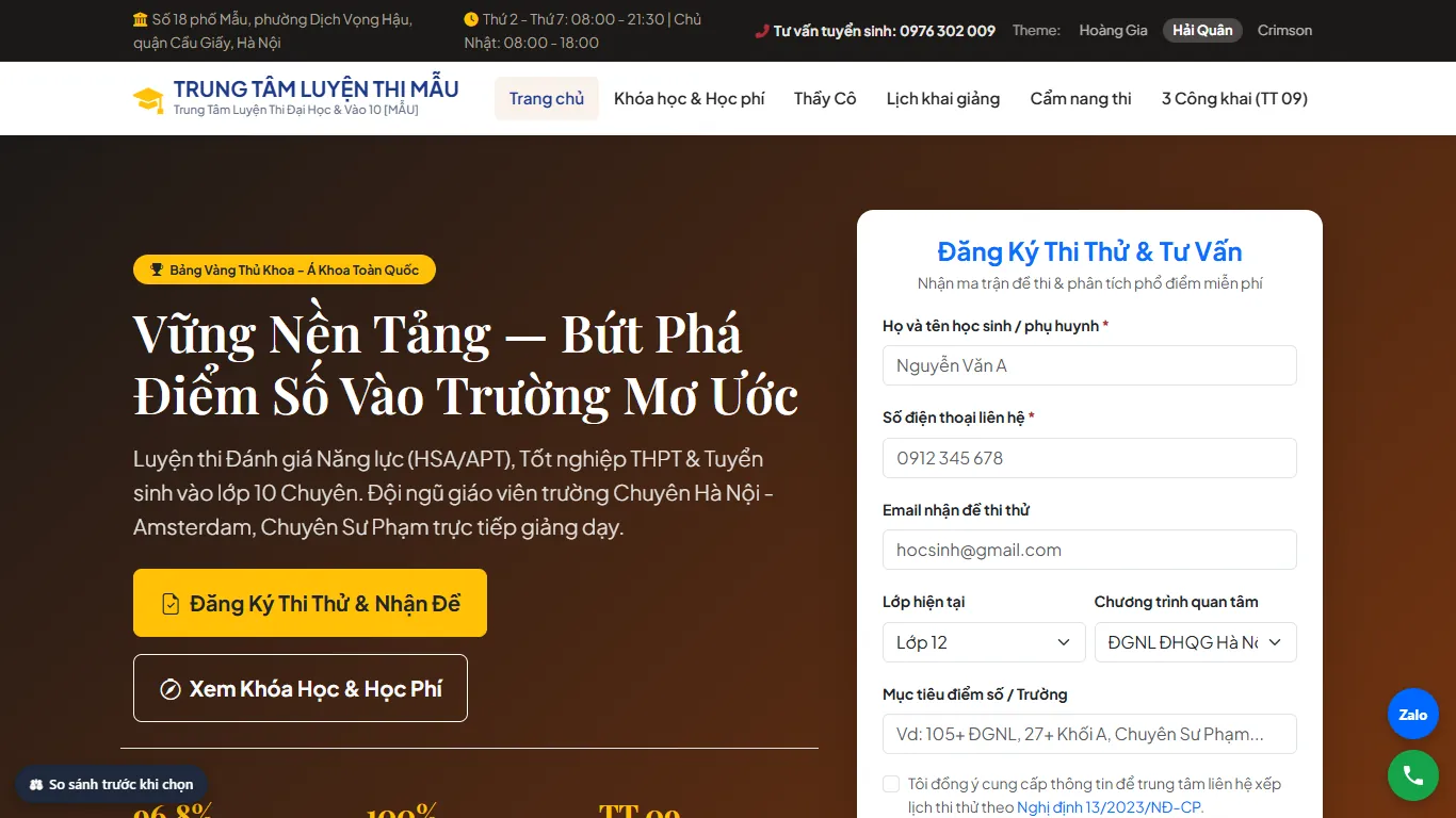 Web Luyện thi – 3 giao diện
