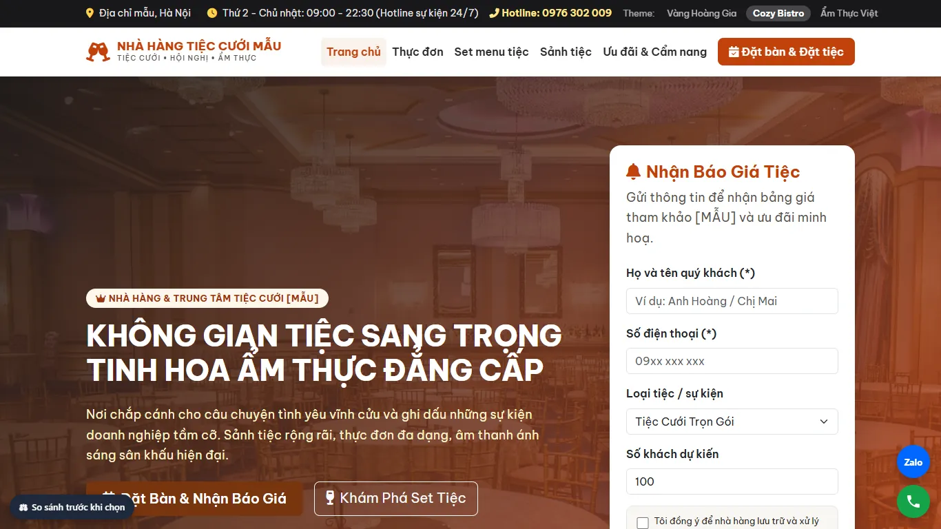 Quản lý Nhà hàng – Demo gần nhất — Giao diện thứ hai (máy tính)