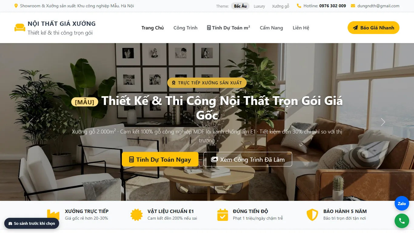 Ảnh chụp Web Nội thất & Thi công