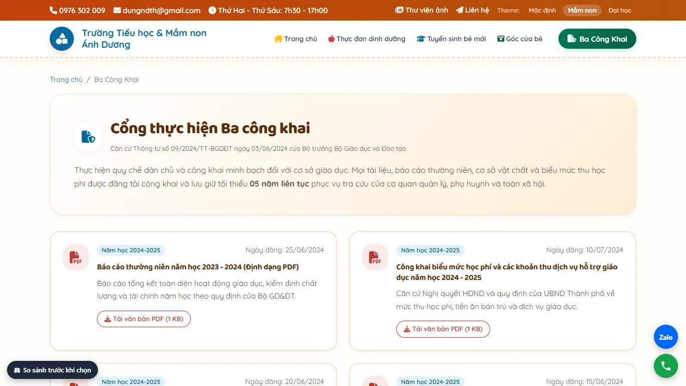 Quản lý Trường & Trung tâm – Demo gần nhất — Ba công khai (máy tính)