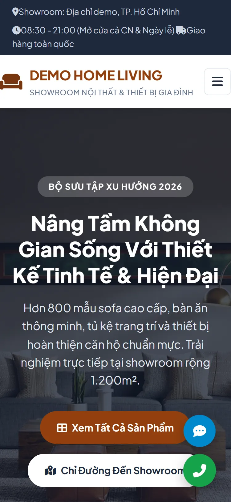 Web tĩnh Showroom trên điện thoại