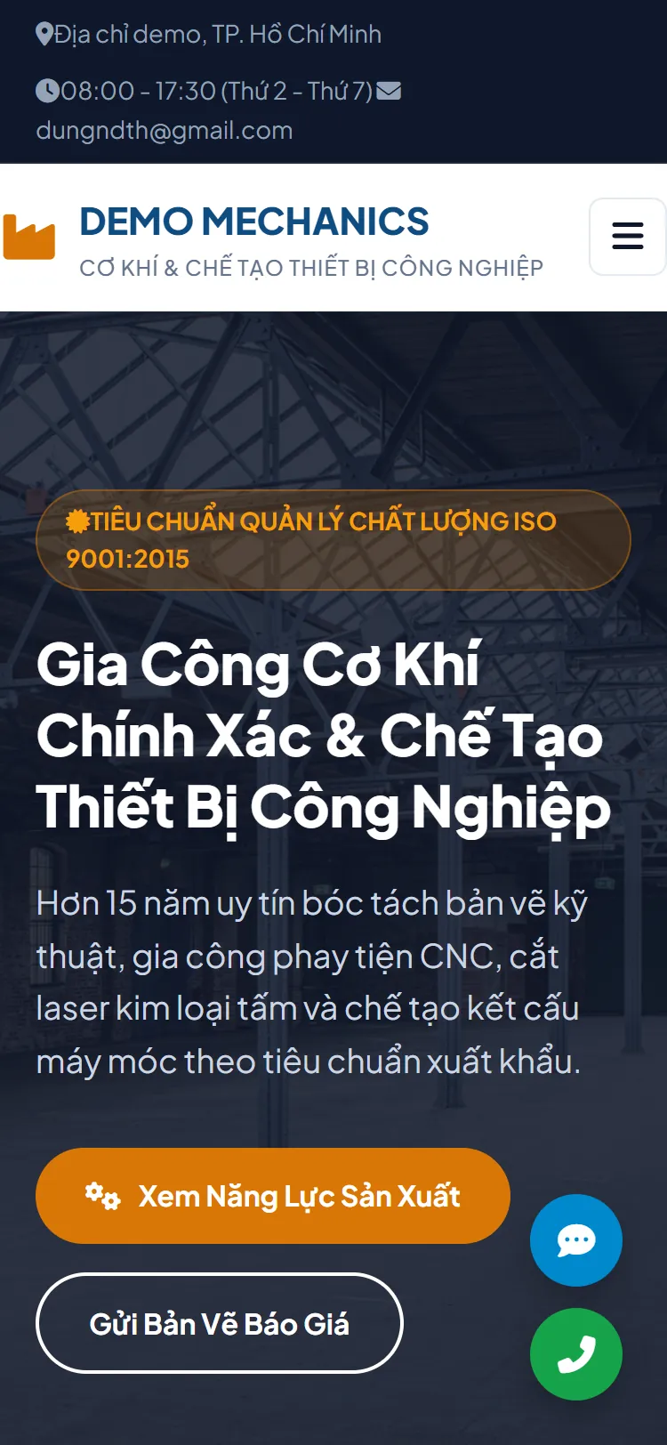Web tĩnh Hồ sơ năng lực doanh nghiệp — Trang chủ (điện thoại)