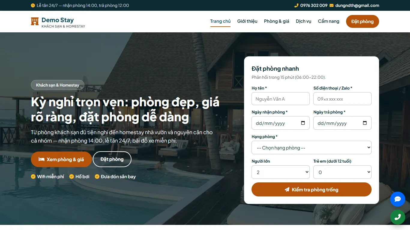 Ảnh chụp Web tĩnh Khách sạn & Homestay