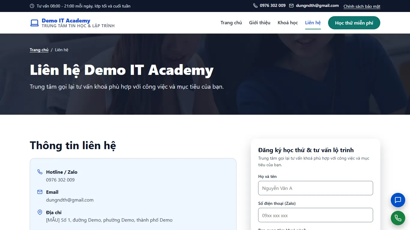Web tĩnh Trung tâm Tin học & Lập trình – lien-he (máy tính)