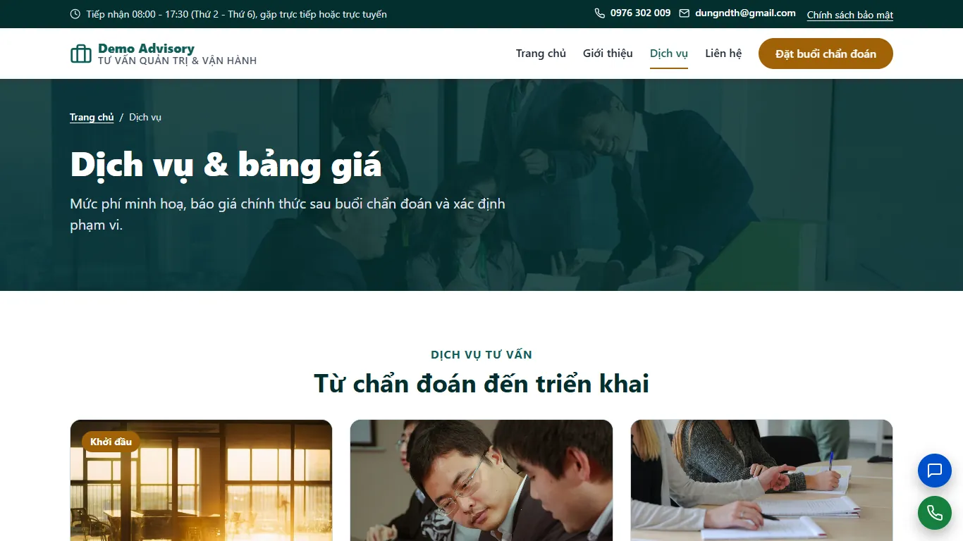 Web tĩnh Tư vấn quản trị & vận hành – Dịch vụ (máy tính)