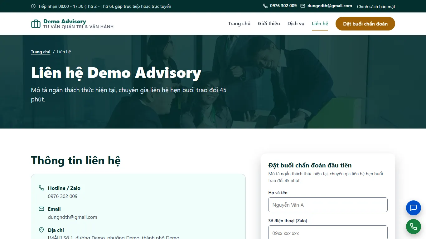 Web tĩnh Tư vấn quản trị & vận hành – lien-he (máy tính)